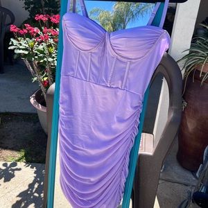 Backless Ruched Side Bustier Bodycon Dress